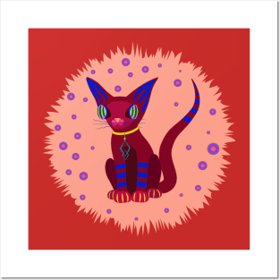 Mystic red cat Posters and Art